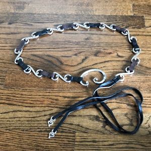 Brighton, Black & Brown Leather and Silver Adjustable Belt!